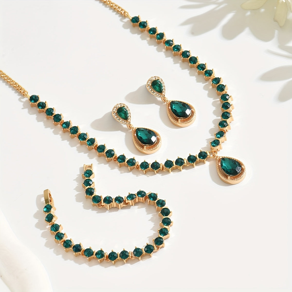 Jewellery Set - Green Teardrop