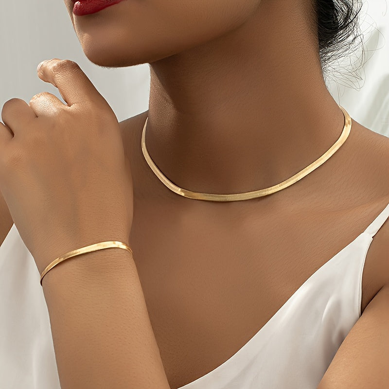 Necklace & Bracelet Set - Snake Chain