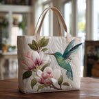 Magnolia Grace quilted tote bag – hummingbird and magnolia