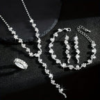 4-Piece Jewellery Set - Crystal Flowers
