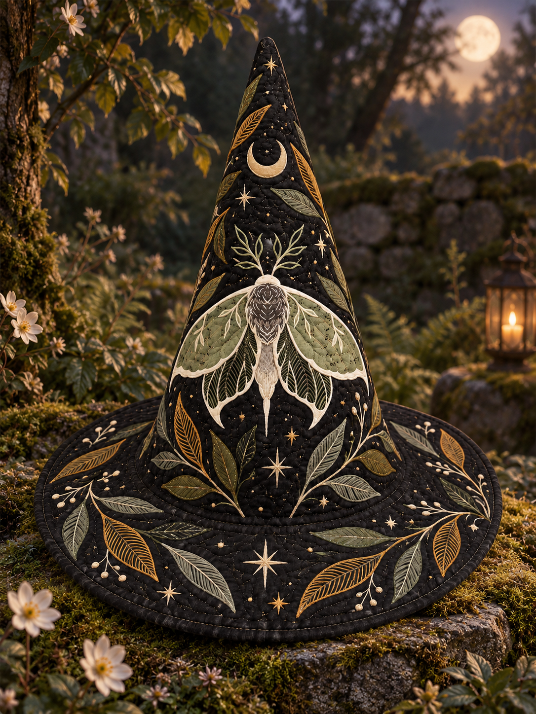 Quilted Witch Hat - Botanical Moth – view 3