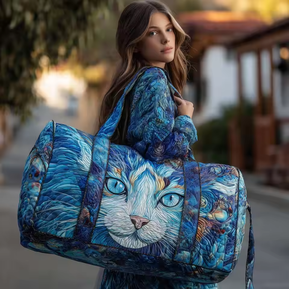 Maisie soft quilted weekend bag in the wave-stitch pattern