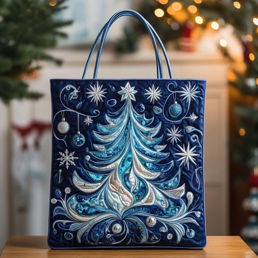 Frosted Christmas Tree quilted tote bag – frosted tree