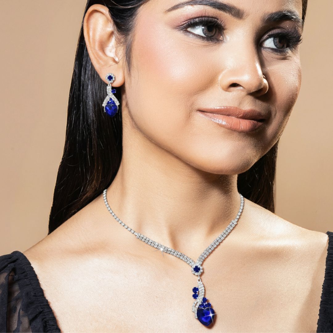 Necklace & Earrings Set - Crystal Teardrop