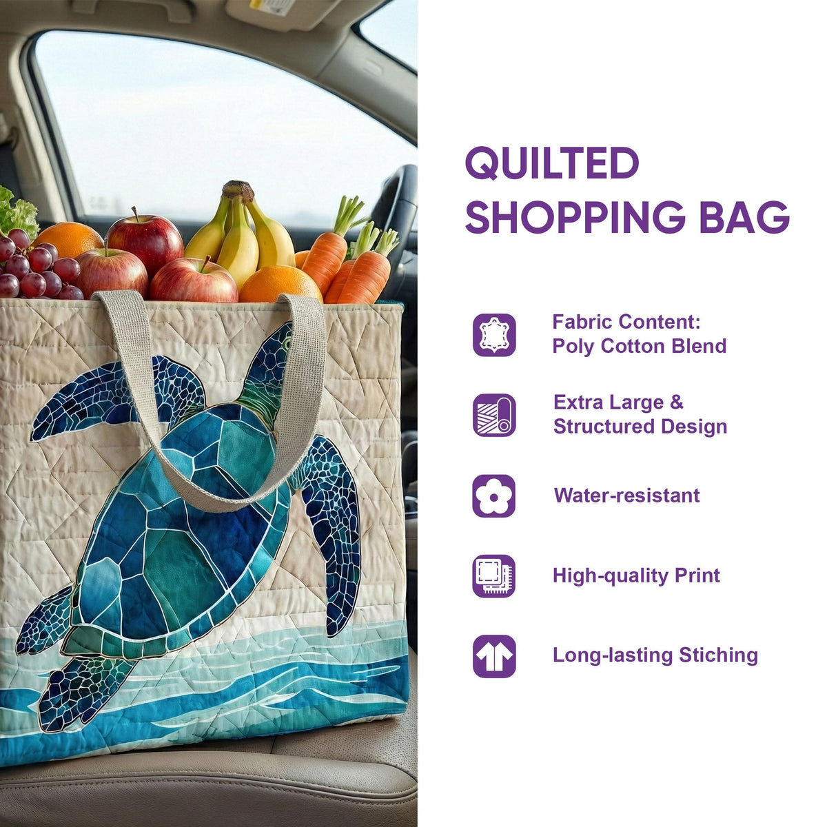 Quilted Shopping Bag - Midnight Sheep – view 5