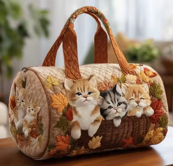 Doris soft quilted travel bag in the wave-stitch pattern, the larger size standing upright
