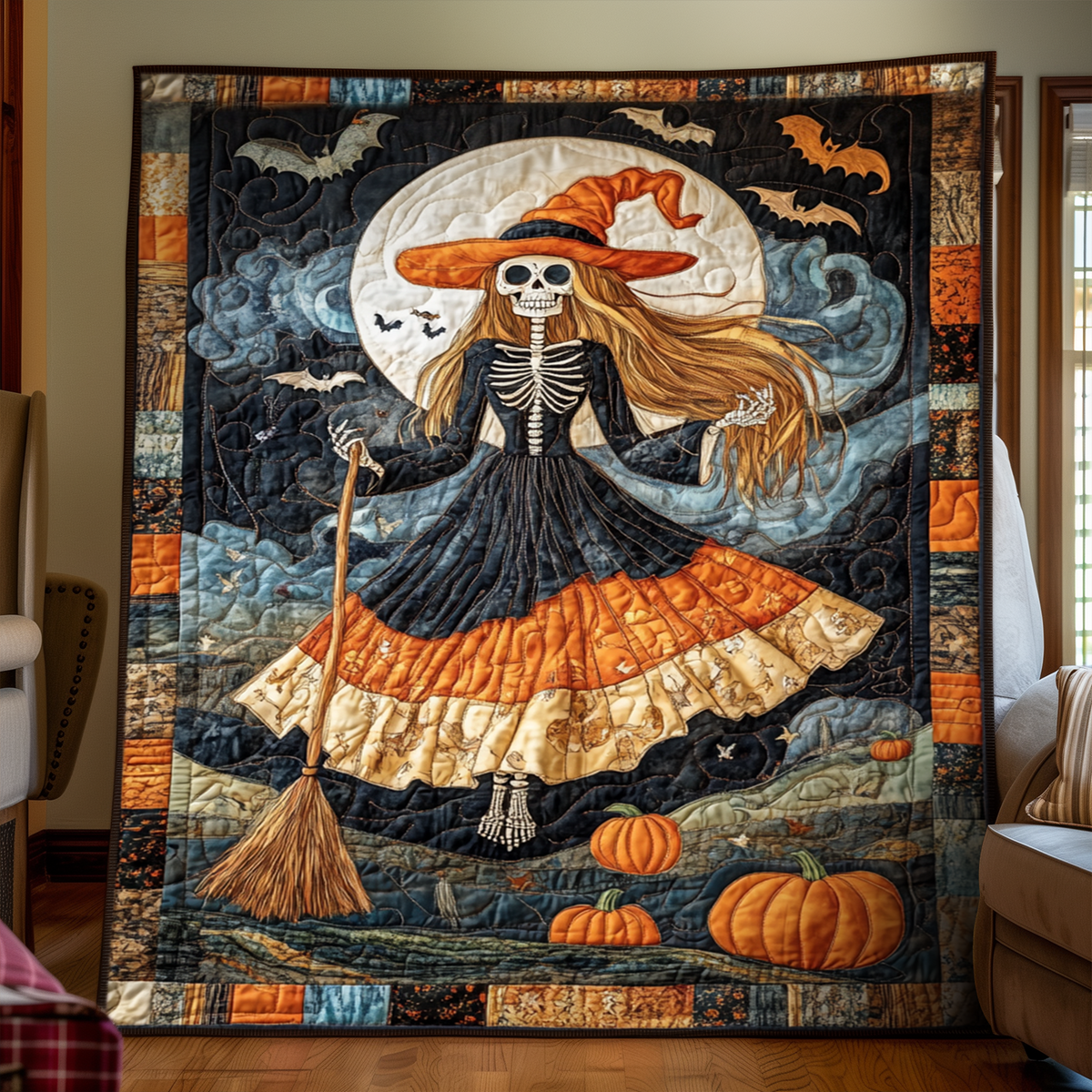 Quilted Throw - Skeleton Witch – view 3