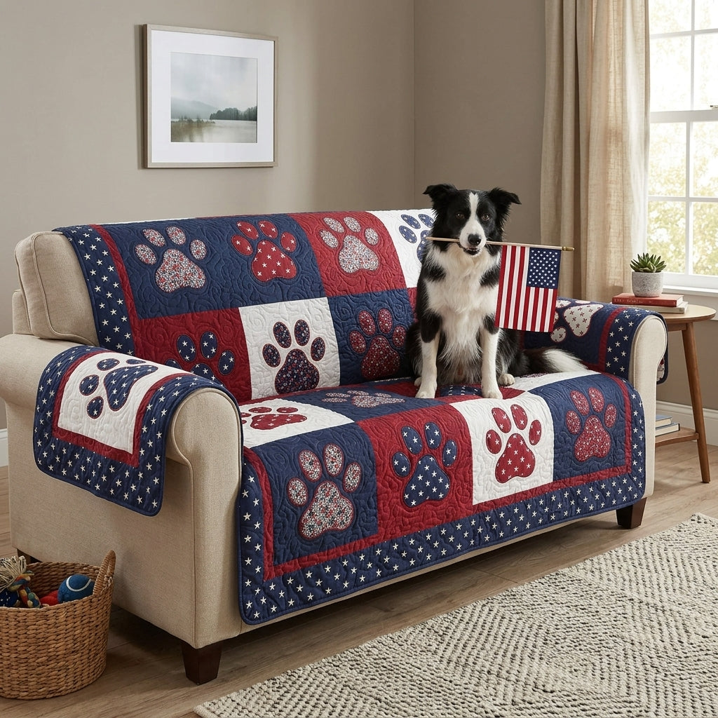 Quilted Sofa Cover - Stars and Paws