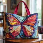 Eternal Wings quilted tote bag – stained glass butterfly