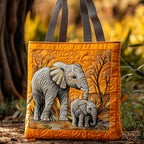 Calm Elephant Dream quilted tote bag – elephant and calf