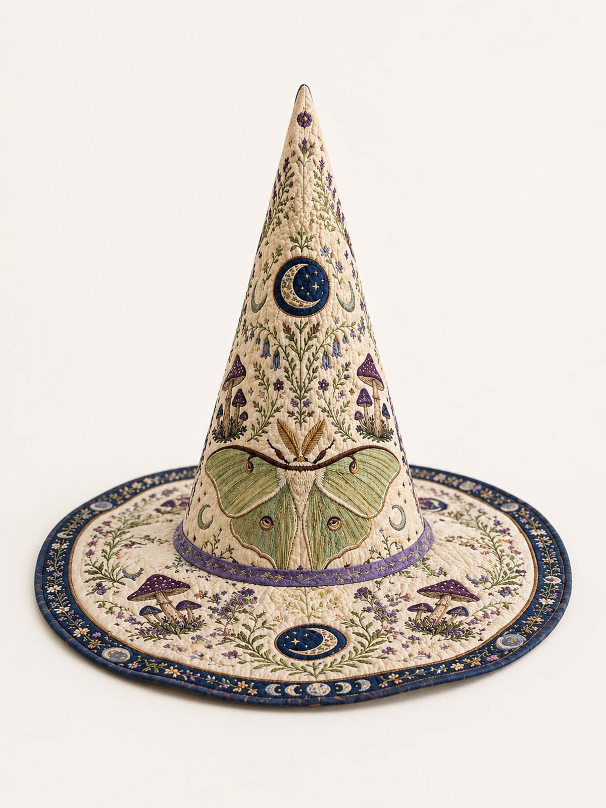 Luna Moth Botanical quilted witch hat – luna moth and botanicals