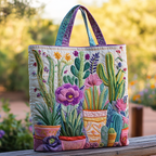 Potted Succulents quilted tote bag – potted succulents