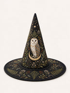 Barn Owl Moon quilted witch hat – barn owl in the moon