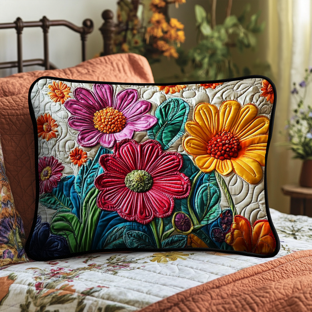 Quilted Pillowcase - Bright Garden Blooms – view 2
