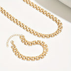 Gold-tone chunky link necklace and bracelet set
