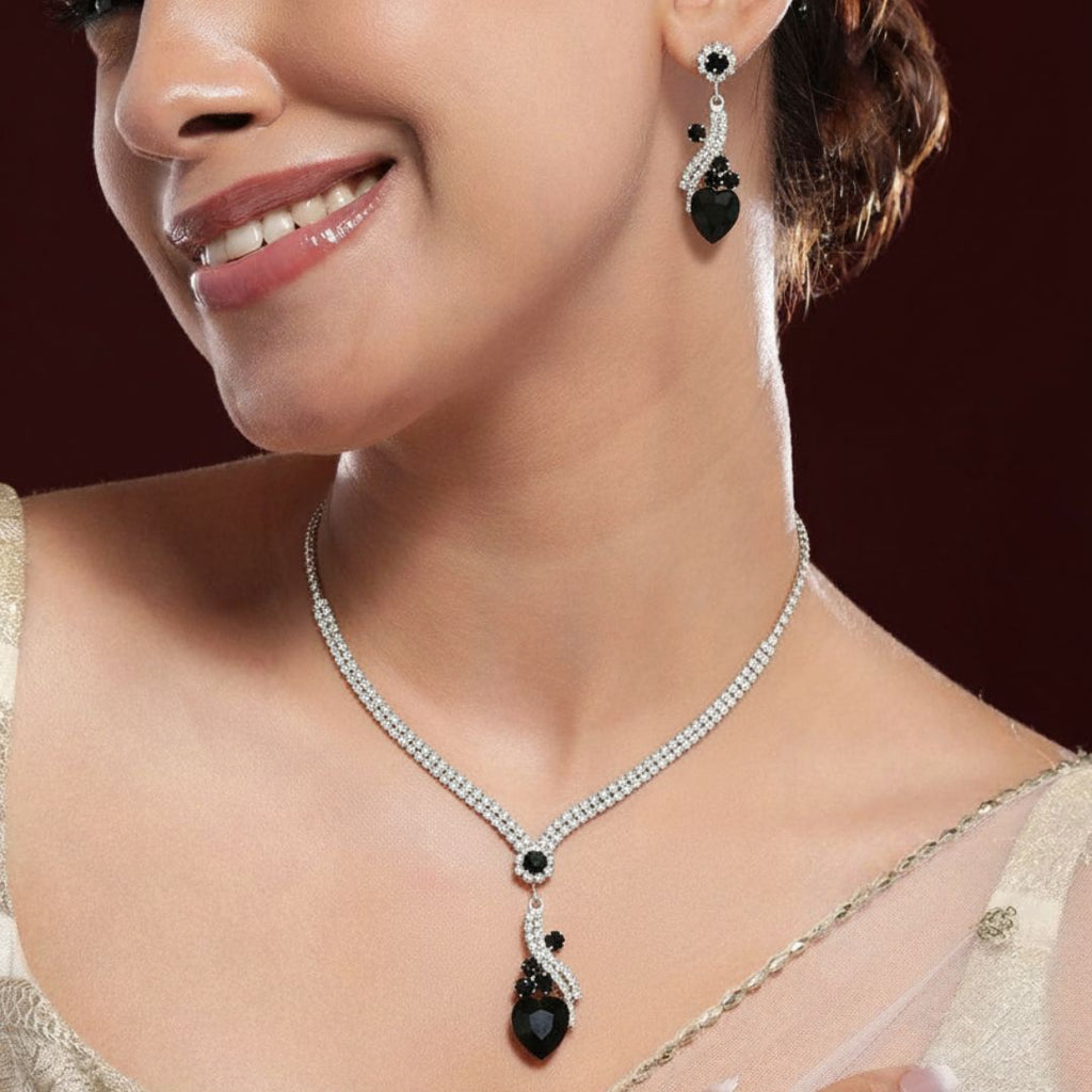 Necklace & Earrings Set - Crystal Teardrop