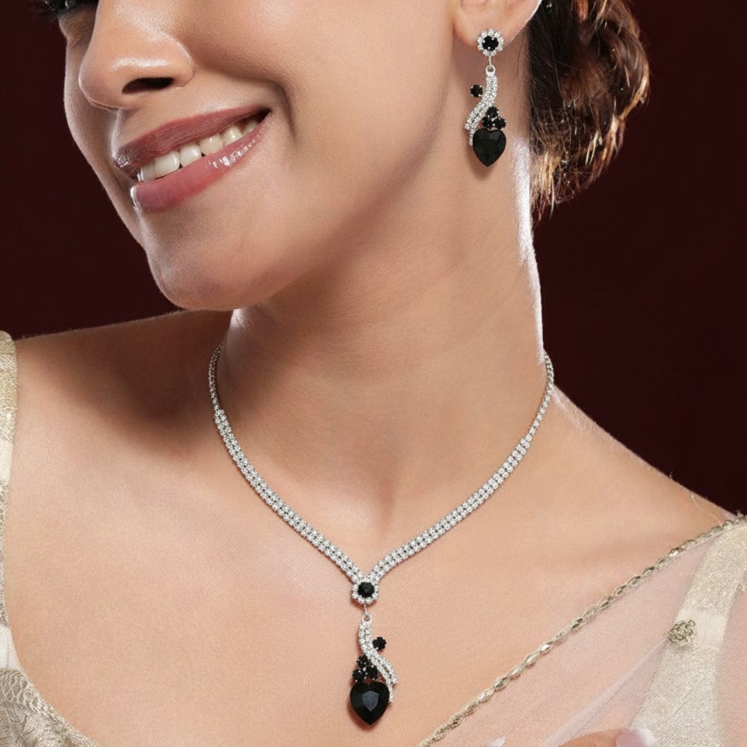 Necklace & Earrings Set - Crystal Teardrop