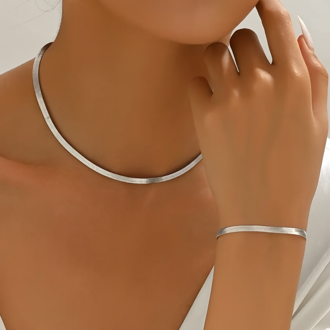 Necklace & Bracelet Set - Herringbone