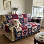 Quilted Sofa Cover - Flag and Paws