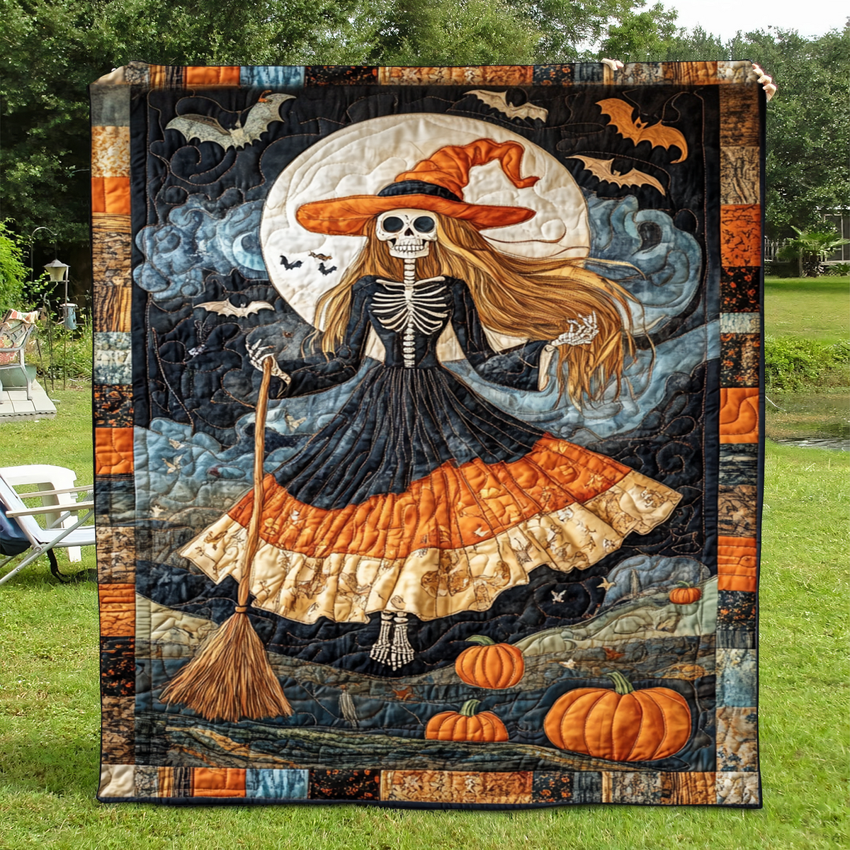 Quilted Throw - Skeleton Witch – view 2