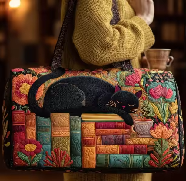 Joan soft quilted travel bag in the wave-stitch pattern