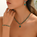 Jewellery Set - Green Teardrop