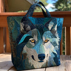 Forest Guardian Wolf quilted tote bag – mosaic wolf