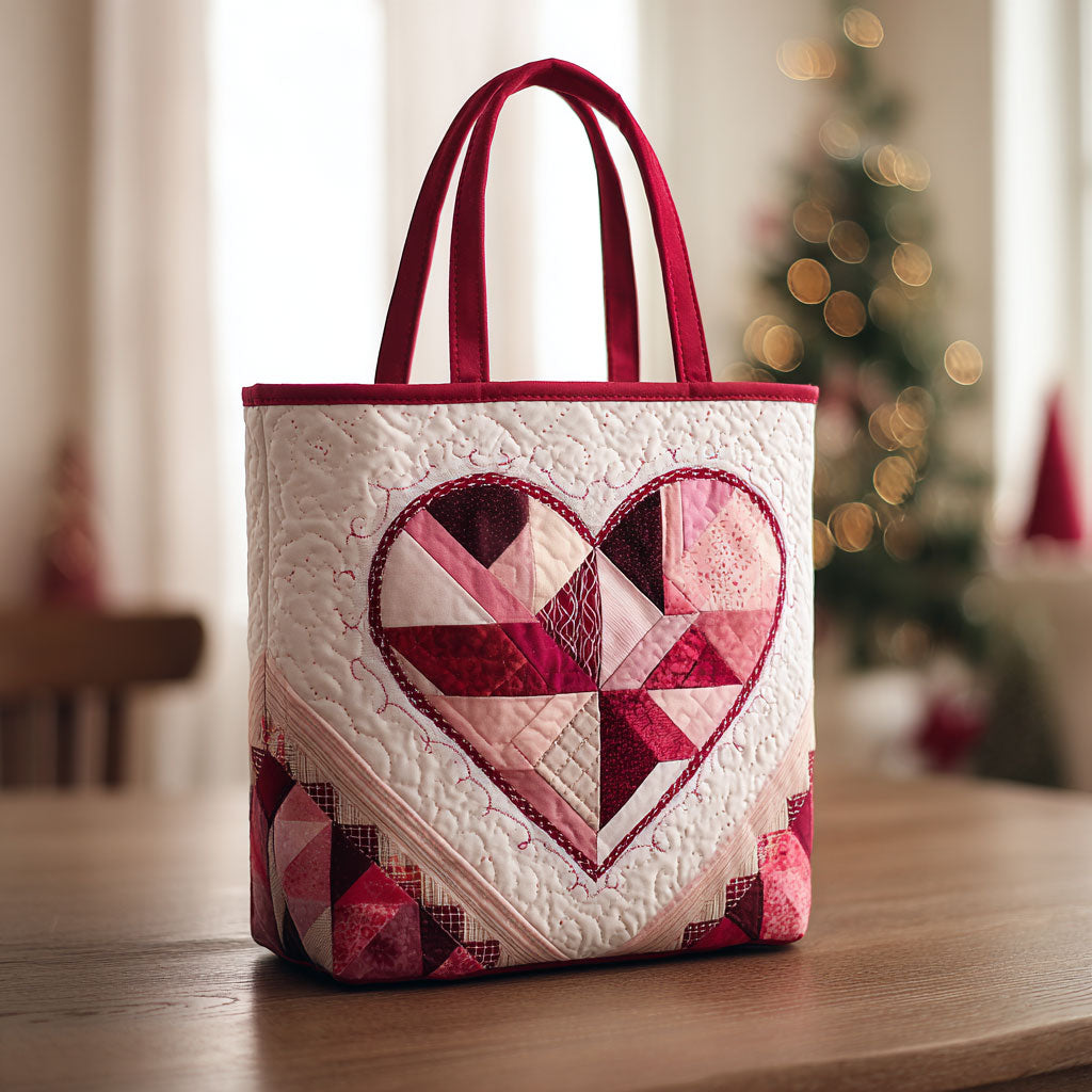 Diamond Heart quilted tote bag – diamond patchwork heart