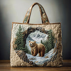 Bear Hollow Charm quilted tote bag – bear in snowy hollow