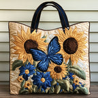 Butterfly Sunflower Glow quilted tote bag – butterfly and sunflowers