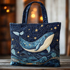 Ocean Whale quilted tote bag – whale under stars