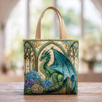 Dragon Castle Window quilted tote bag – dragon by window
