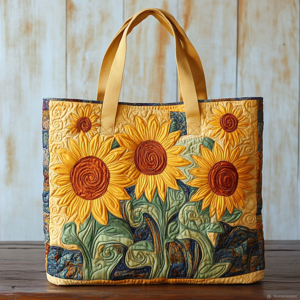 Sunny Field quilted tote bag – sunflower field
