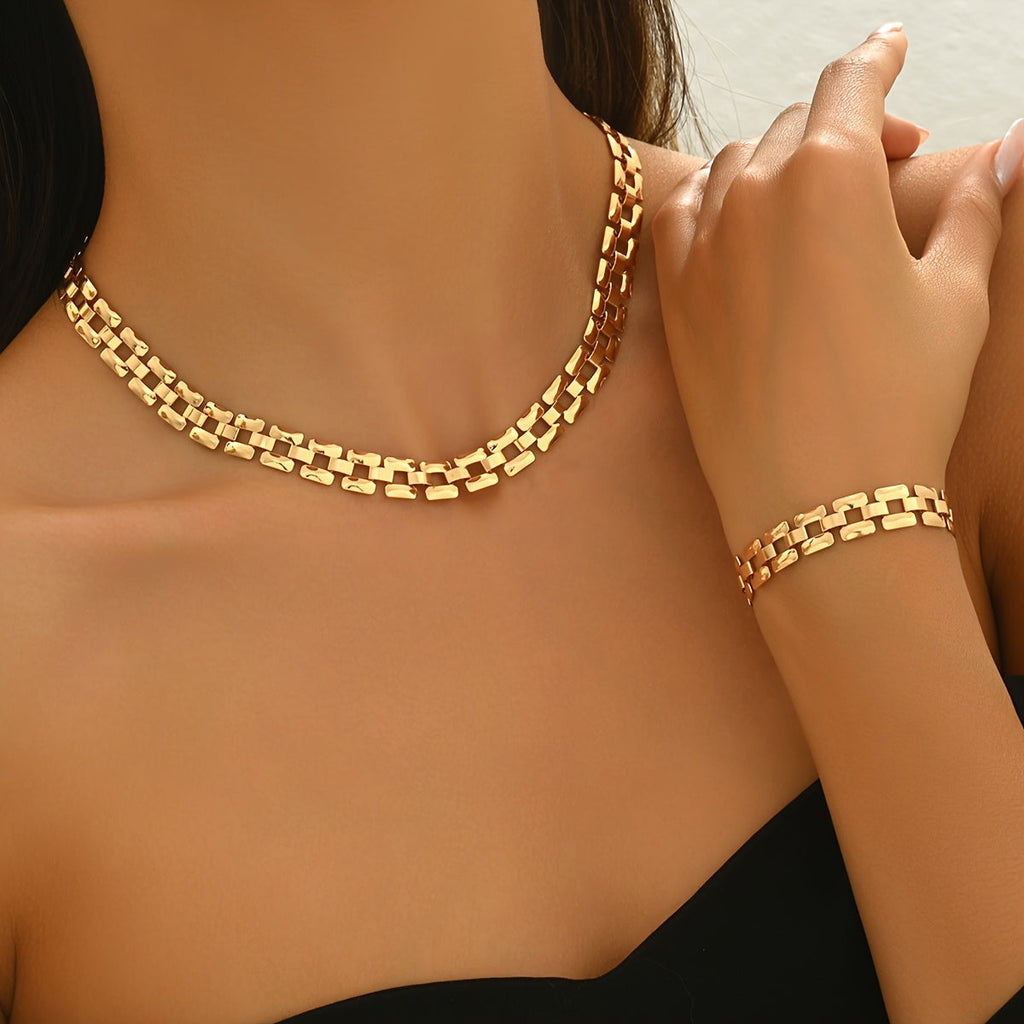 Necklace & Bracelet Set - Chunky Link