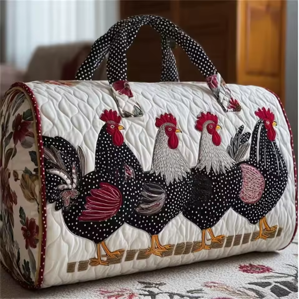 Emerson soft quilted travel bag showing the wave-stitch pattern