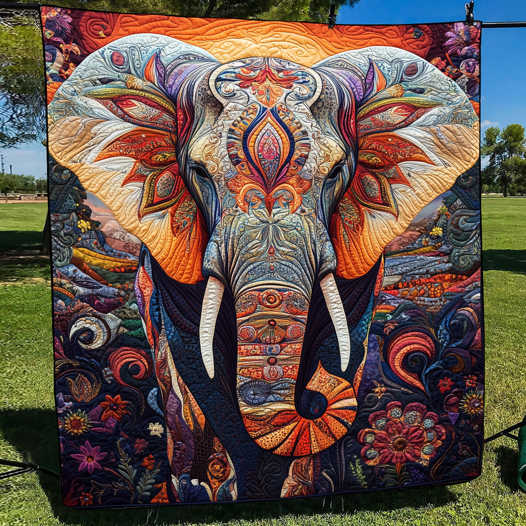 Quilted Throw - Sunset Elephant – view 2