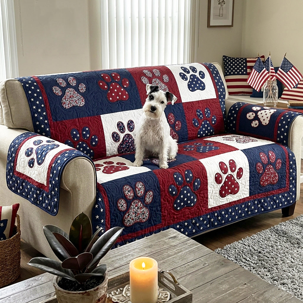 Quilted Sofa Cover - Stars and Paws