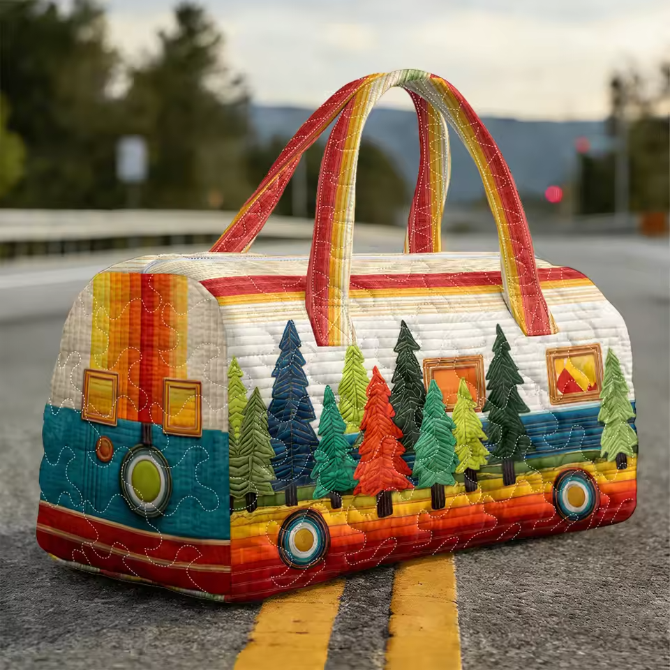 Mabel soft quilted travel bag in the wave-stitch pattern