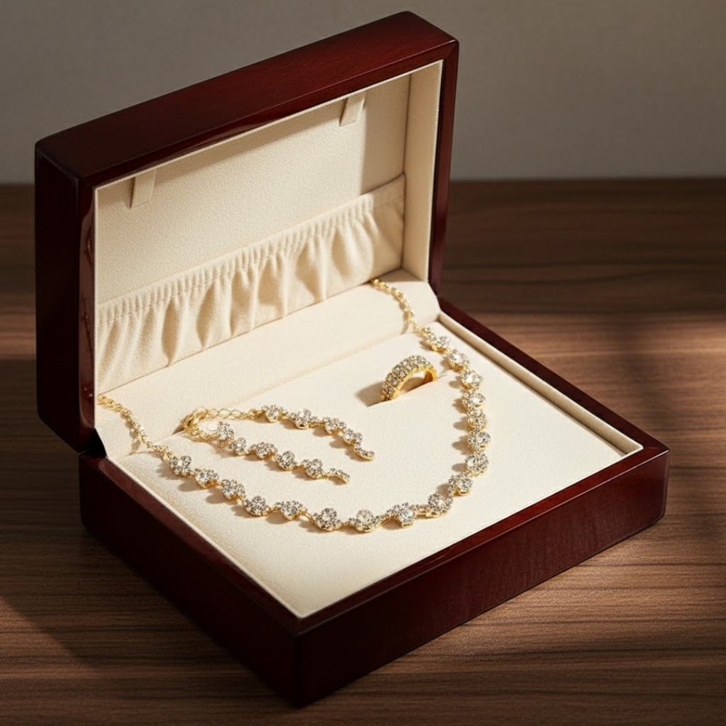 4-Piece Jewellery Set - Crystal Flowers