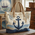 Sailing Anchor Breeze quilted tote bag – anchor and waves