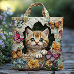 Butterfly Kitten quilted tote bag – kitten and butterflies