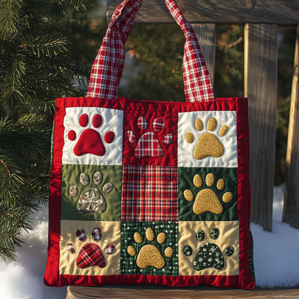 Paw Print Patchwork quilted tote bag – paw print squares