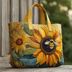 Bee Sunflower quilted tote bag – bee on sunflower