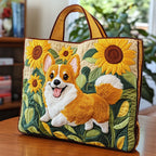 Sunflower Corgi quilted tote bag – corgi and sunflowers