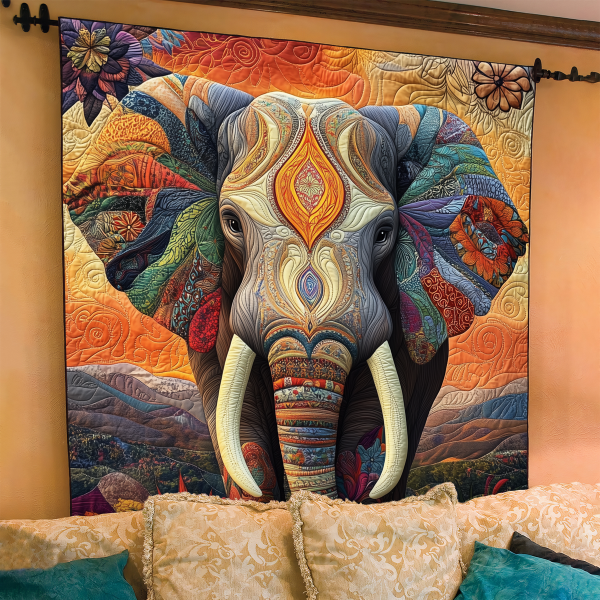 Quilted Throw - Sunset Hills Elephant – view 2