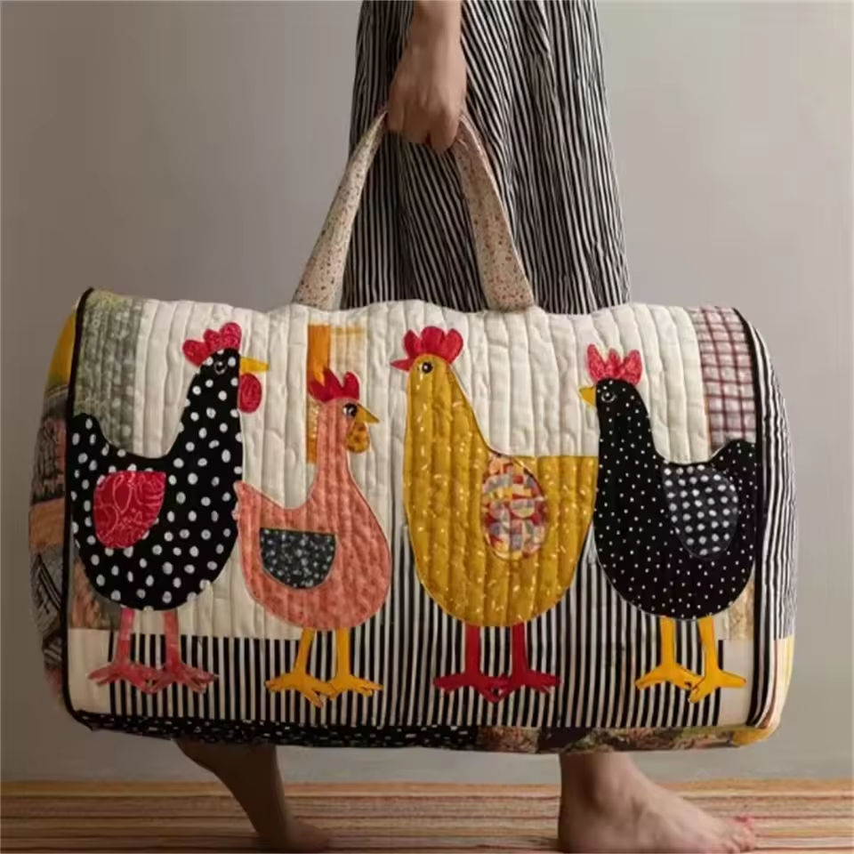 Harlow soft quilted travel bag showing the wave-stitch pattern