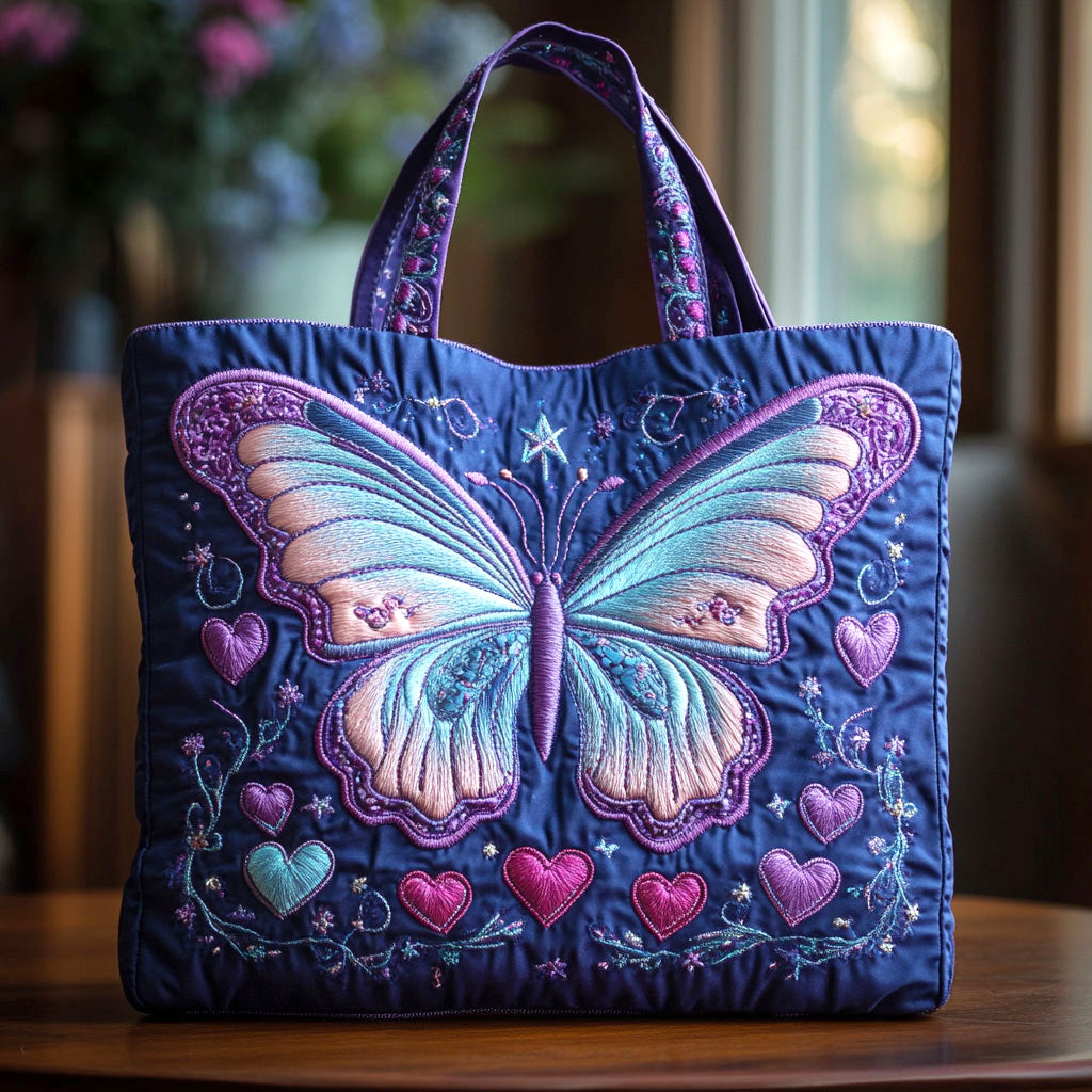 Butterfly Serenity quilted tote bag – pale butterfly