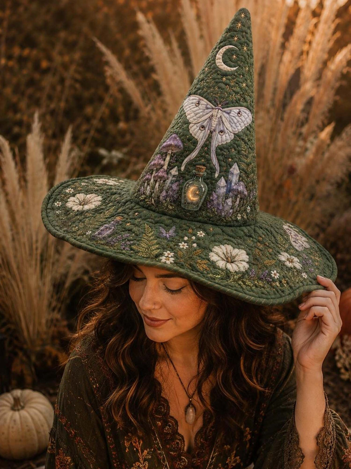 Quilted Witch Hat - Luna Moth Garden – view 3