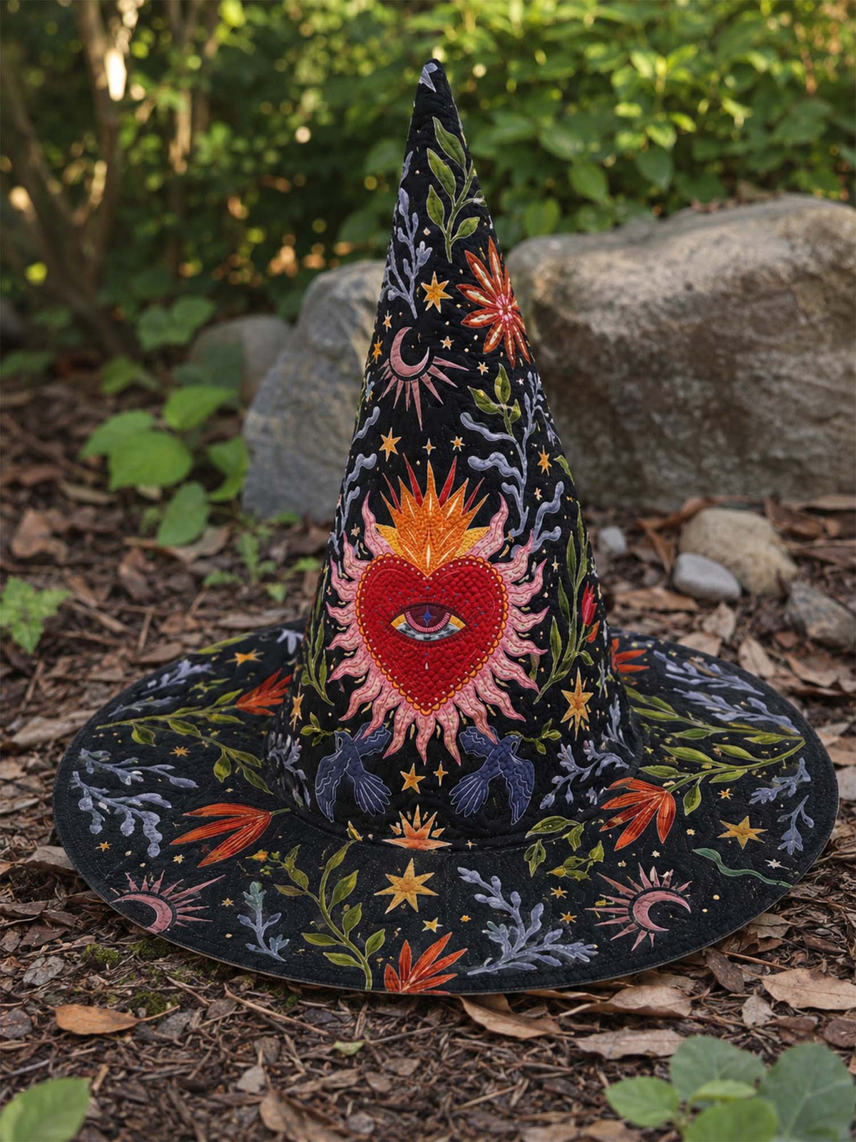 Quilted Witch Hat - Flaming Heart – view 3