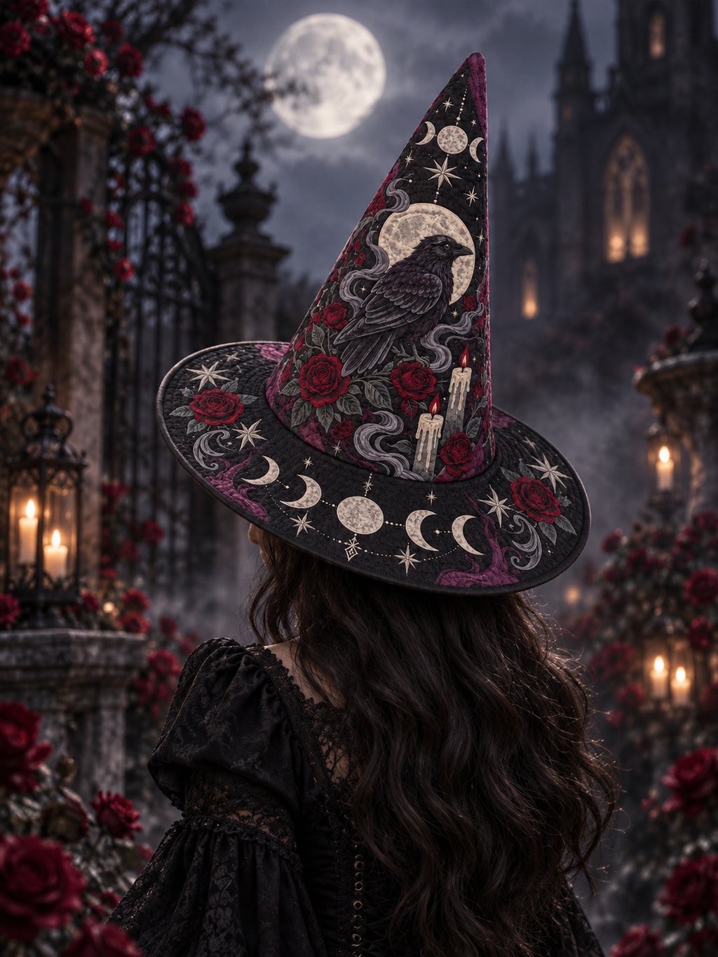 Quilted Witch Hat - Raven Rose Moons – view 3